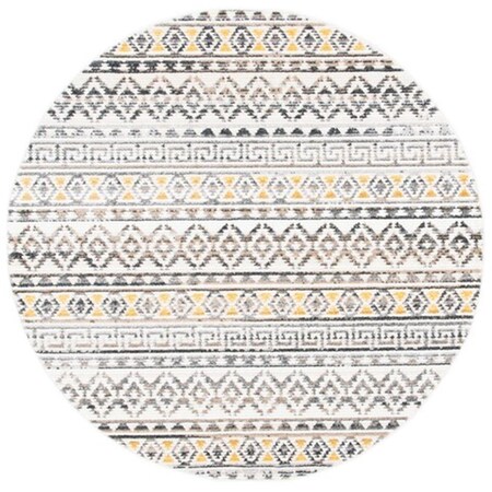 Safavieh 6 x 6 ft. Sedona 800 Global Round Power Loomed Rug Ivory & Charcoal SED883B-6R